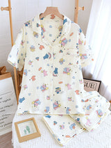 Cotton Rainbow Bear Shirt Pajama Set
