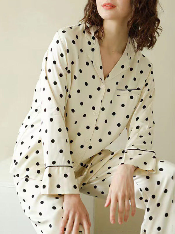Cotton Polka Dots Shirt Pajama Set