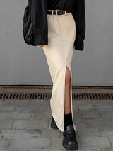 Cotton Casual Split Maxi Skirt