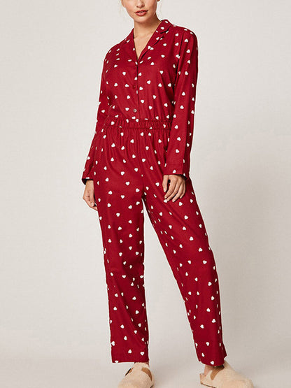 Red Heart Printed Pajama Set