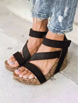 Velcro Stripe Wedge Sandals