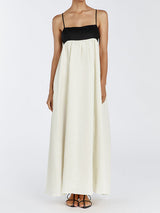 Bicolor Loose Backless Camisole Maxi Dress