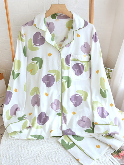 Cute 2Pcs Tulip Printed Pajama Set