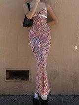 Floral Camisole Slim Maxi Dress