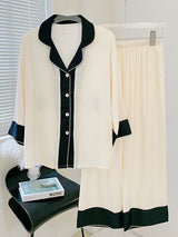 Satin Bicolor Shirt Pajama Set