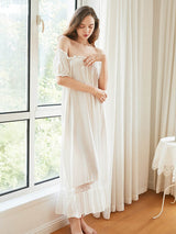 Cotton Off Shoulder Solid Nightgown