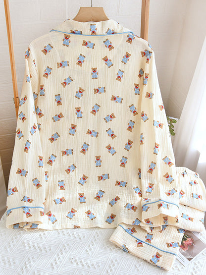 Cotton Bear Print Pajamas Set