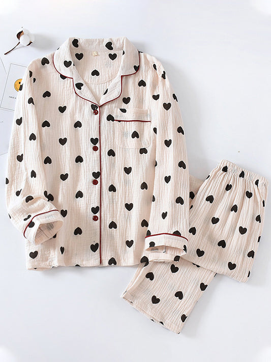 Cotton 2Pcs Black Heart Pajama