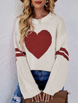 Heart Printed Crew Neck Sweater