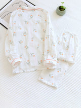 Small Flower Print Shirt Pajamas Set