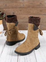 Knit Patchwork Mid Winter Boots