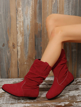 Simple Slip On Faux Suede Boots