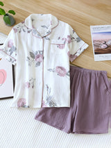 Cotton Flower Shorts Pajama Set