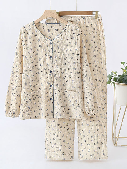 V Neck Floral Nuaring Pajama Set