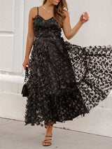 Butterfly Decor Mesh Maxi Canisole Dress