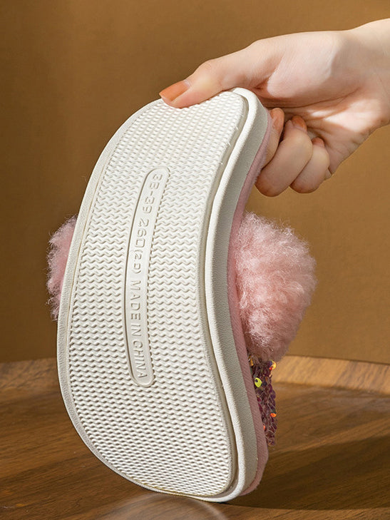 Sequin Furry Slippers