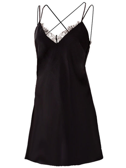 Lace Satin Crisscross Mini Nightgown