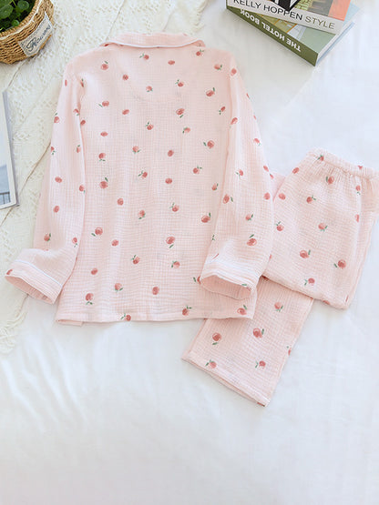 Cotton 2Pcs Strawberry Sweet Pajama Set