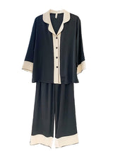 Satin Bicolor Shirt Pajama Set