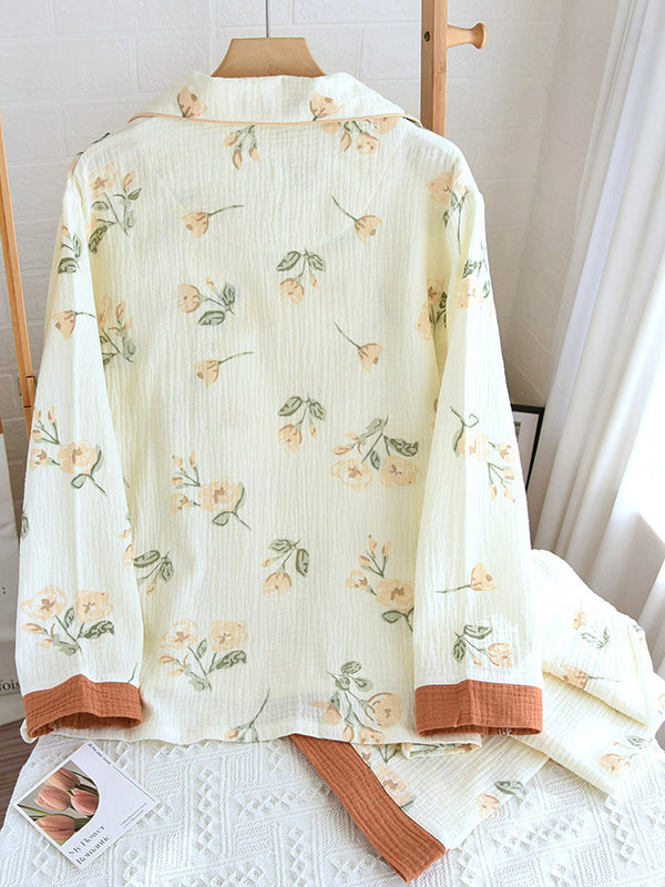 Cotton 2Pcs Camelia Print Pajama