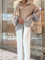 Sequin Zip Up Sweater Cardigan