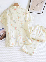 Chemise à imprimé fleuri Pantalon long Ensemble de pyjama
