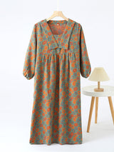 Cotton Floral Cute Lape Nightgown