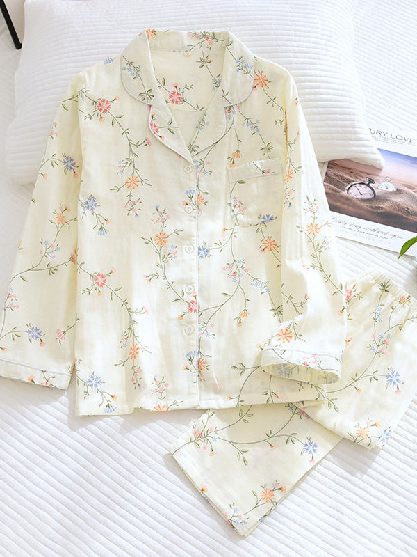 Cotton 2Pcs Cozy Floral Pajama Set