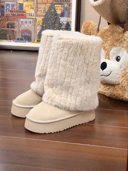 Fuzzy Sueded Winter Boots