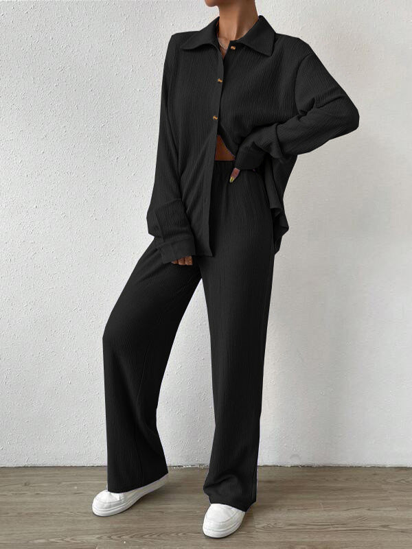 2Pcs Basic Shirt Long Pants Set