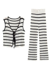 Striped Knitted Vest Long Pants Set