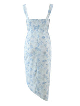 Drawstring Split Floral Camisole Midi Dress