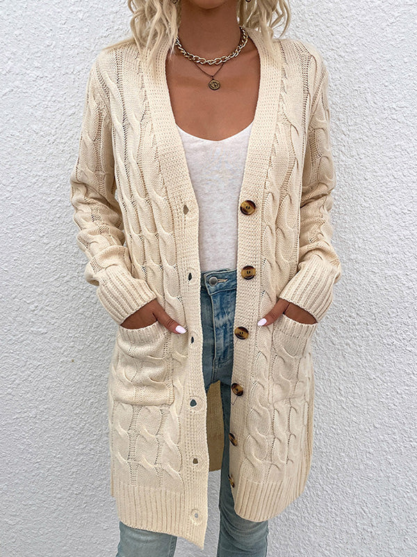 Button Down Cable Knited Cardigan