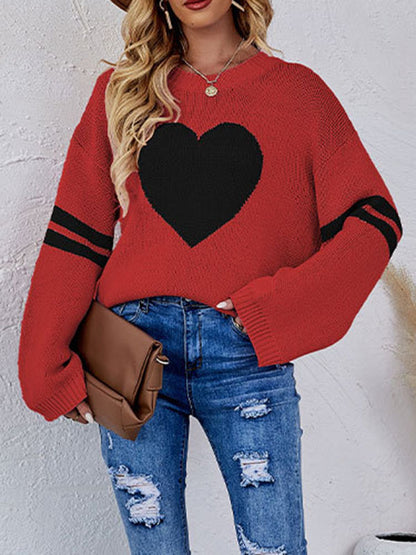 Heart Printed Crew Neck Sweater