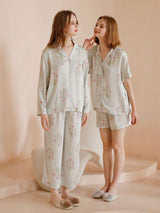 Kafiloe Green Hydrangea Print Pajama Set