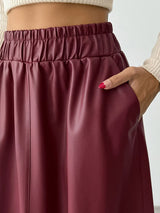 Burgundy Leather Maxi Skirt