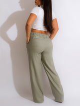 Straight Leg Solid Color Long Pants