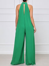 Halter Chiffon Wide Leg Jumpsuit