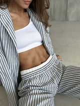 Printed Striped Shirts & Trousers Set