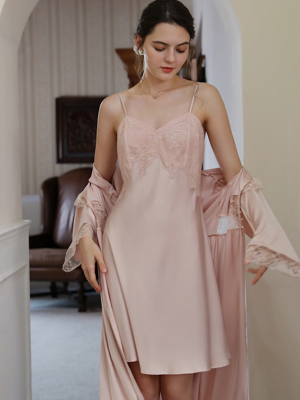 Satin Princess Camisole Nightgown Set