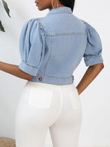 Puff Short Sleeve Denim Jacket