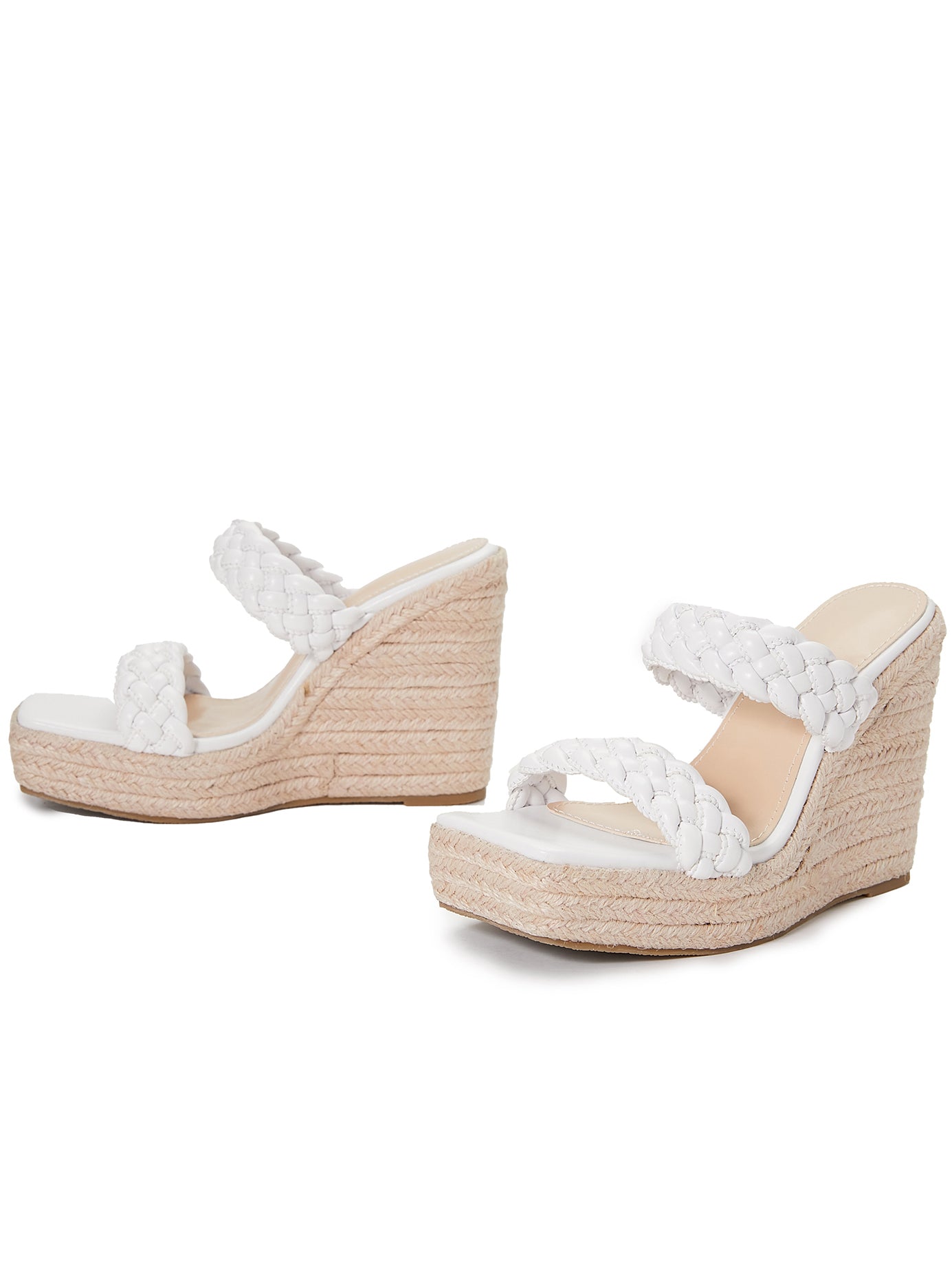 Braided Square Toe Wedge Sandals