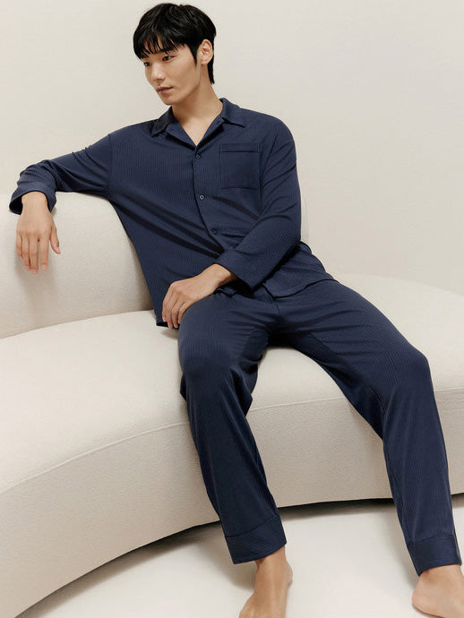 Men's Knit Shirt Pajamas Set