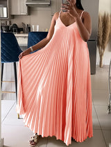 Spaghetti Strap Pleated Maxi Dress