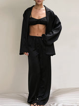 Satin Long Sleeve Robe & Vest Lounge Set