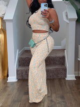 Sleeveless Crop Top & Wide Leg Pant Set