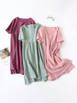 Cotton Solid Color Short Sleeve Nightdress