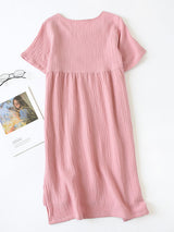 Cotton Solid Color Short Sleeve Nightdress