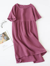 Cotton Solid Color Short Sleeve Nightdress