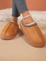 Solid Color Embroidery Plush Slippers